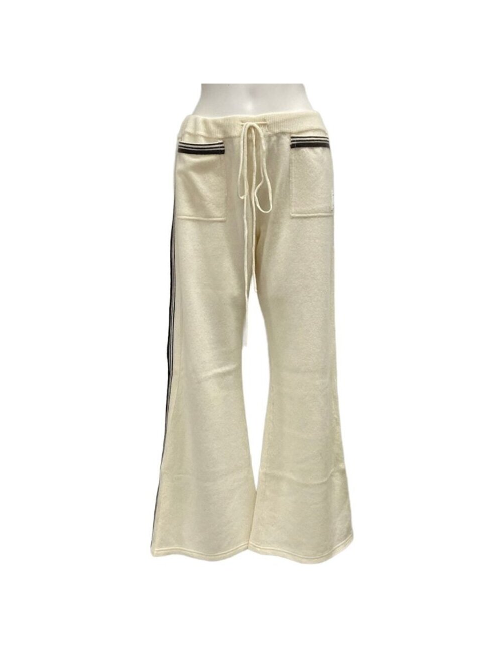 Chanel Pants Sport Line Ivory Black Knit Cashmere 38